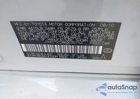 2011 Lexus Is 250 из США, поврежденный, VIN JTHCF5C28B2035154